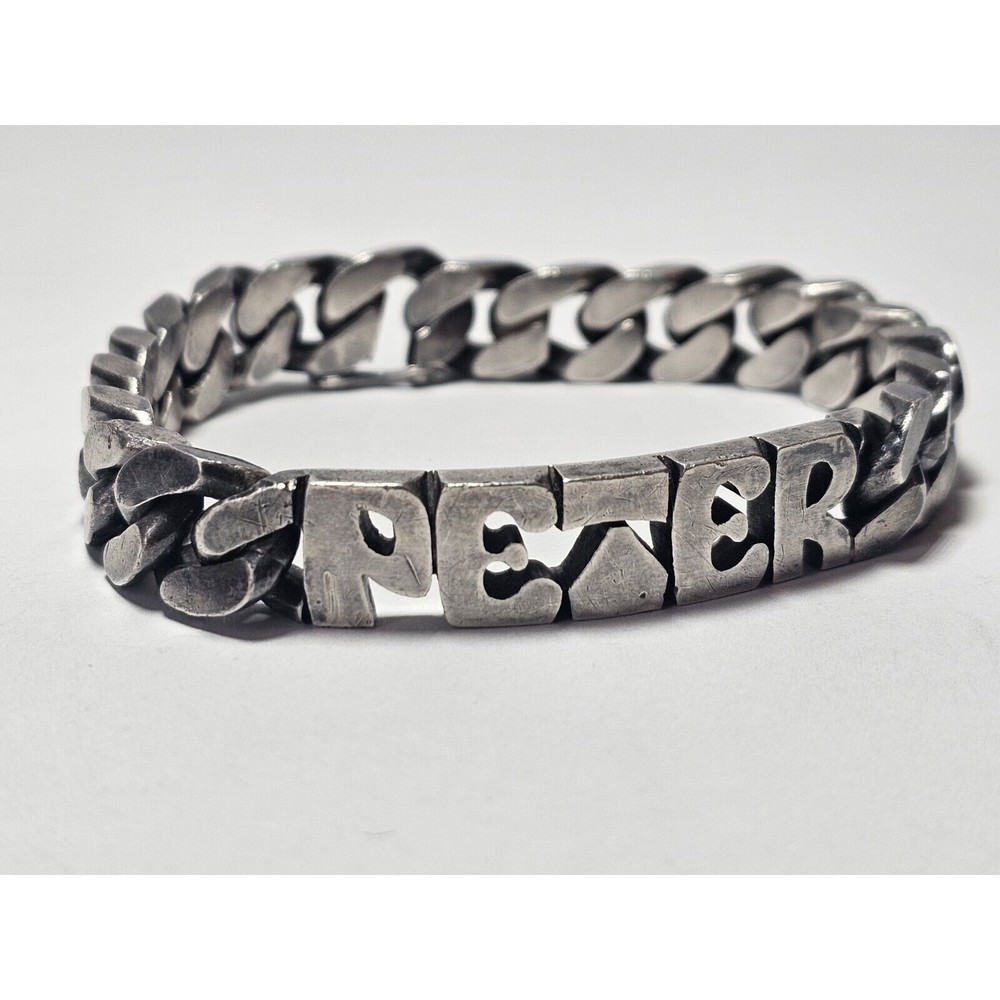 Vintage 800 Silver Hand Made "Peter" Bracelet